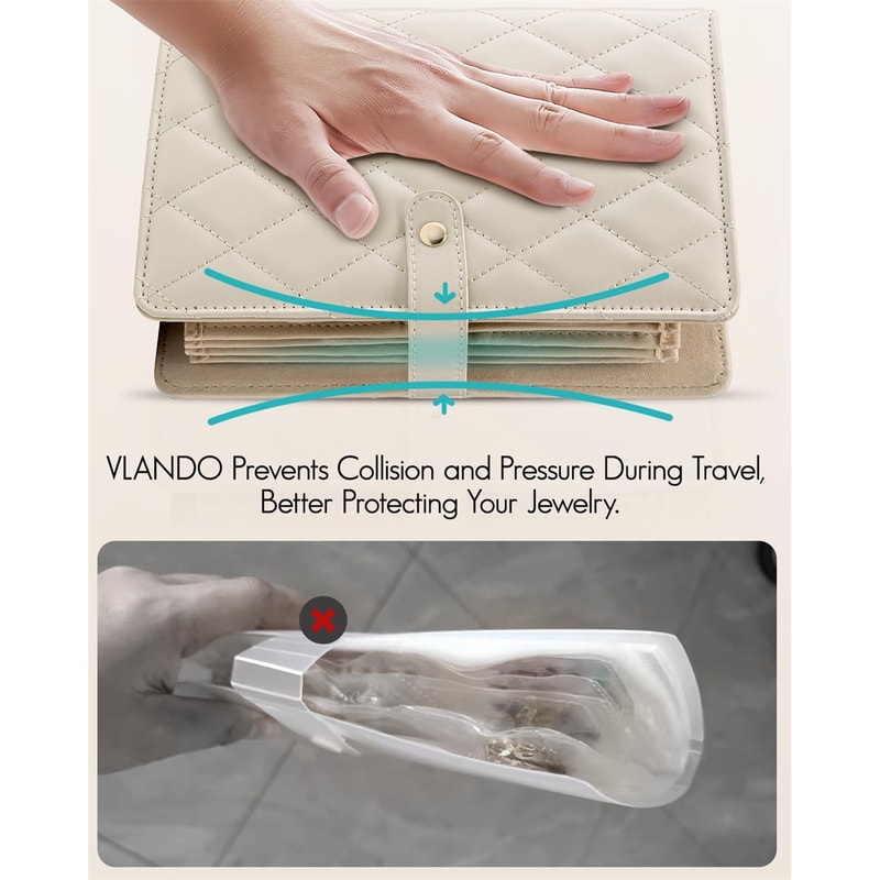 Travel Jewelry Storage Bag Transparent Velvet Jewelry Box Convenient Jewelry Storage Book With Zipp 3