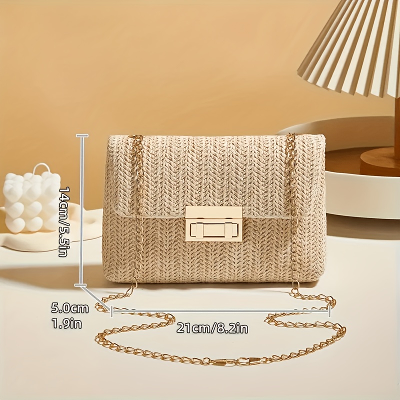 Women's Woven Straw Shoulder Bag, Cute Small Crossbody Handbag, Multi-Functional Fashion Wallet with Polyester Lining