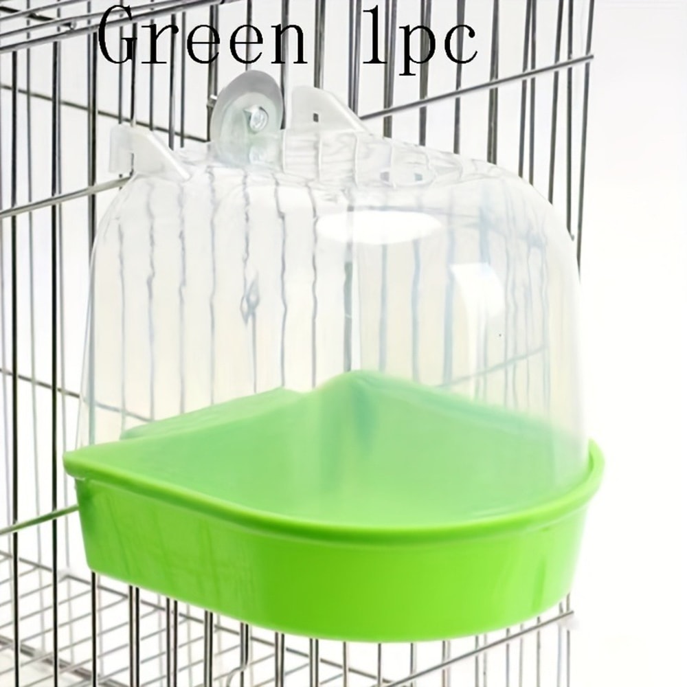 Splash-Proof Transparent Bird Bath Tub, Parrot Shower w/ Easy-Grip Handle for Lovebirds & Conures