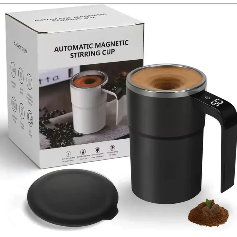 Automatic Magnetic Self Stirring Coffee Cup, Digital Temperature Display Stirring Cup for Coffee Lovers