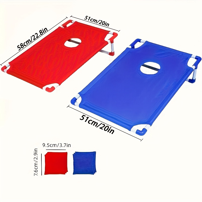 Foldable and Durable Beach Bag Game, Red and Blue Portable Corn Hole Set