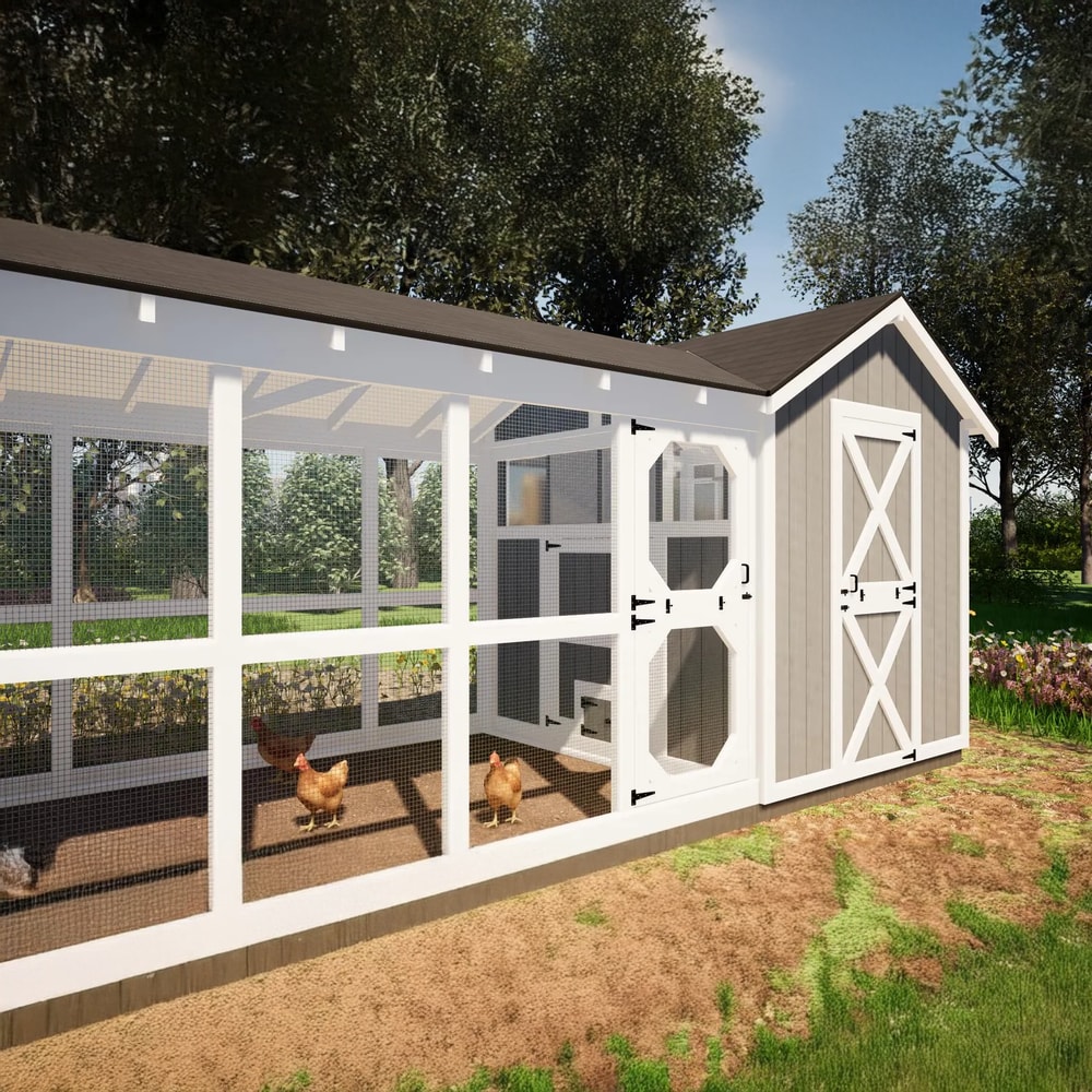DIY Hen House for Chickens, Large Chicken Coop Plans with 24ft Run