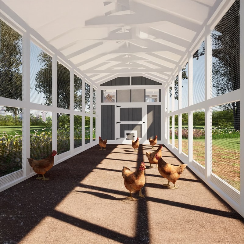 DIY Hen House for Chickens, Large Chicken Coop Plans with 24ft Run