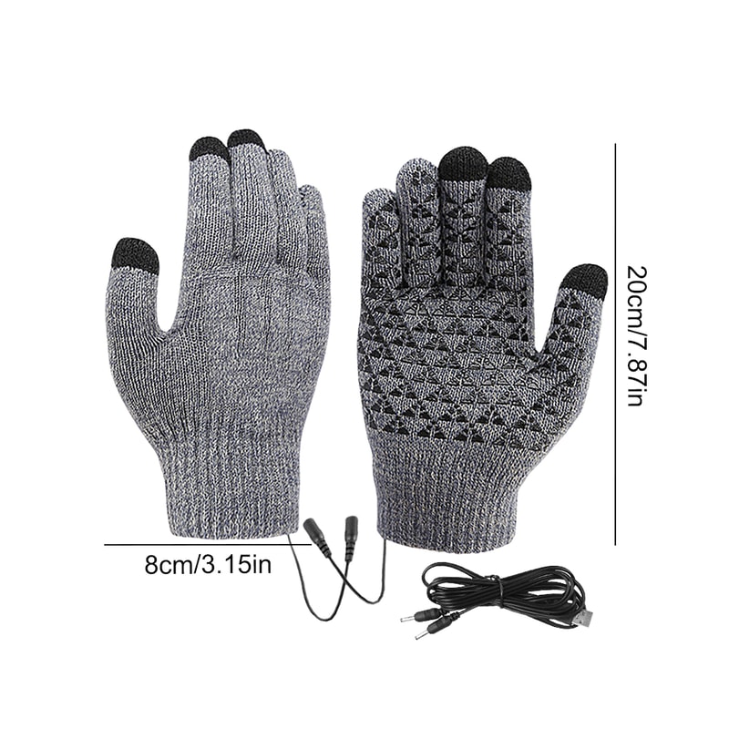 Winter Cycling Gloves For Men Women USB Heated Knitted Full Finger Gloves NonSlip Touch Screen Glov 5