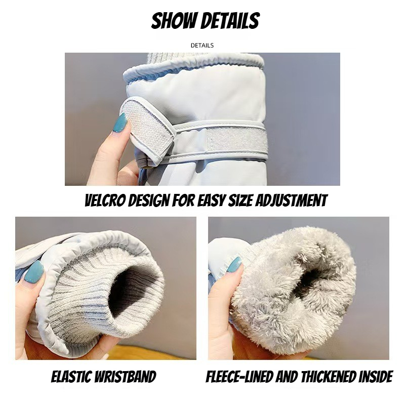 Fashion Winter Skiing Gloves Thick Warm Cold Resistant Touchscreen Electric Bike Riding Fleece Line 5