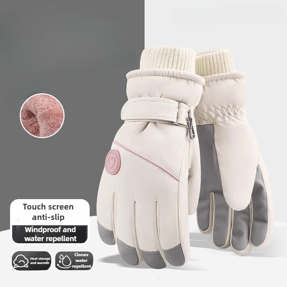 Fashion Winter Skiing Gloves Thick Warm Cold Resistant Touchscreen Electric Bike Riding Fleece Line 6