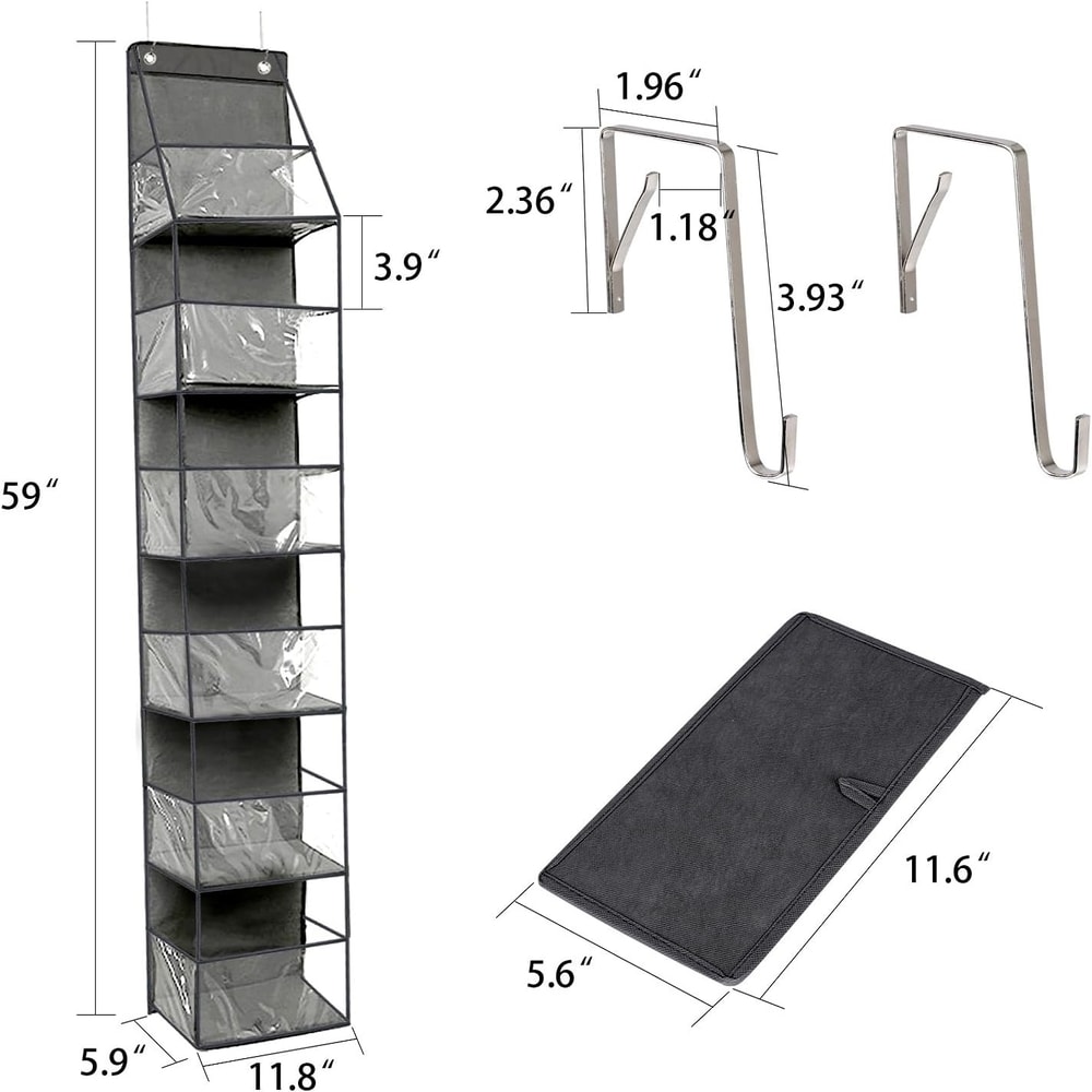 Behind The Door Storage Organizer, 6-Shelf Over The Door Hanging Pantry Organizer, with Clear Plastic Pockets