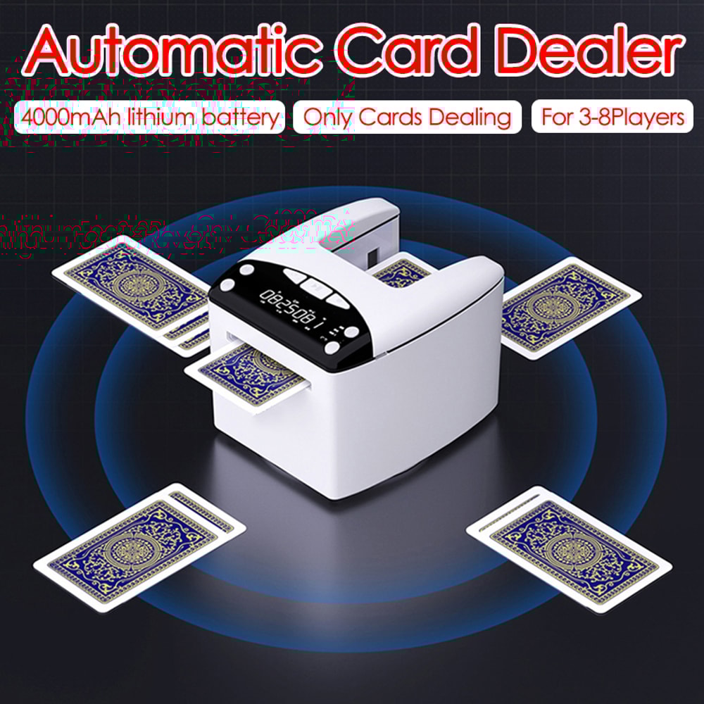 Electric Automatic Card Dealer Machine, Rechargeable Poker Cards Dispenser, Adjustable Speed and Distance Tools