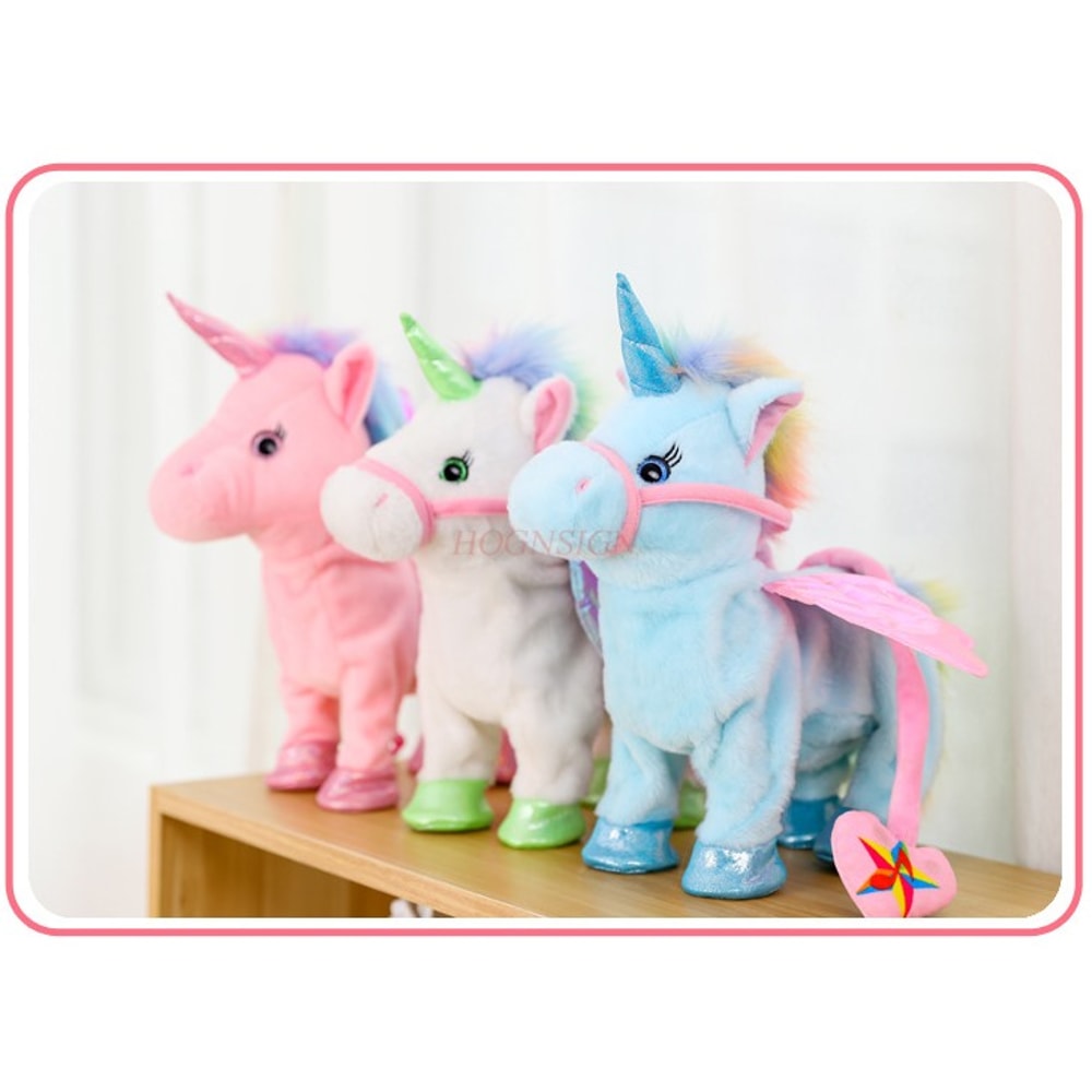 Walking Singing Electric Plush Toy Unicorn Leading Rope Angel Horse Doll 3