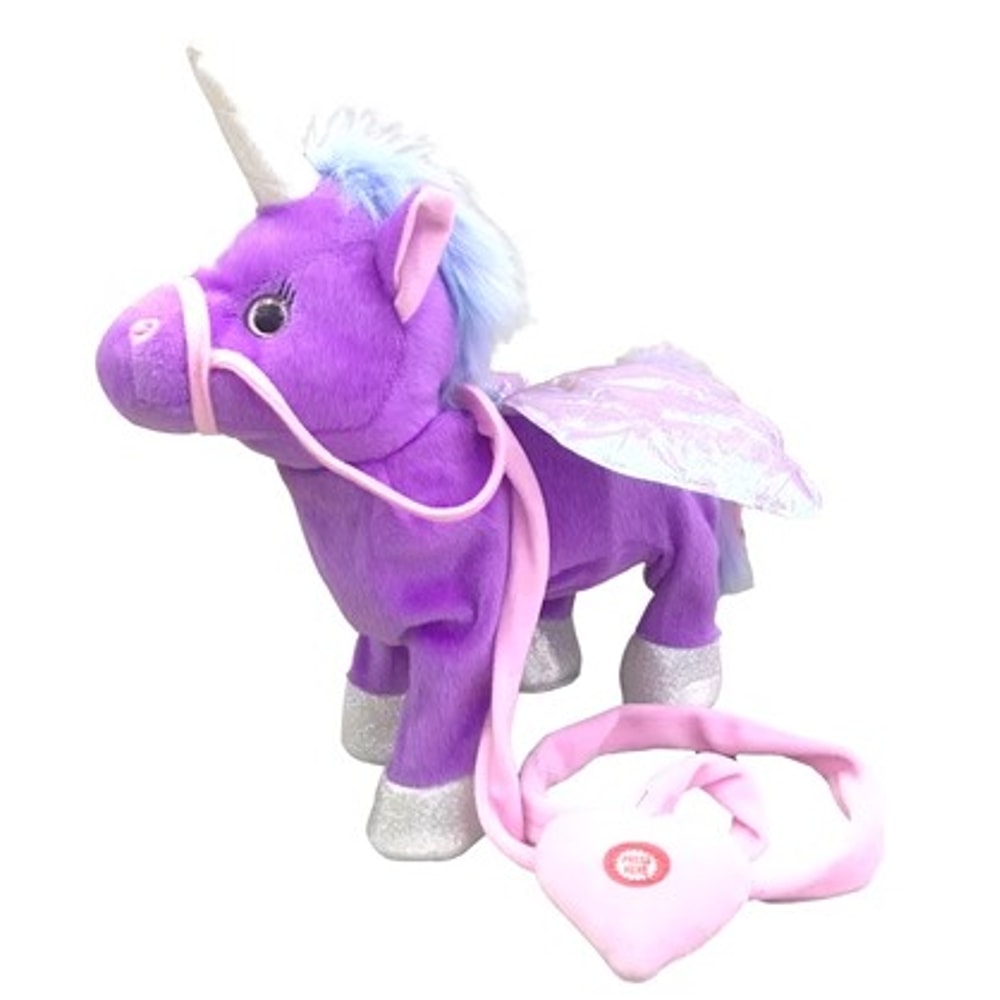 Walking Singing Electric Plush Toy Unicorn Leading Rope Angel Horse Doll 4