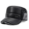 Winter Thickened Fleecelined Cold Cap Mens Leather Flat Top Baseball Cap Warm Ear Hat For Elderly 4