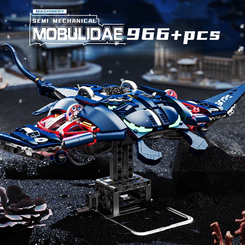 DIY Manta Ray Robotic Fish Building Blocks Mechanical Model Perfect Tabletop Decoration Gift For Ki 1