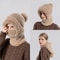 Winter Velvet Knitted Woolen Women Hooded Cap Ear Protection Fluffy Hat Lady Mask Neck Integrated W 0