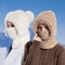 Winter Velvet Knitted Woolen Women Hooded Cap Ear Protection Fluffy Hat Lady Mask Neck Integrated W 1