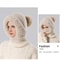 Winter Velvet Knitted Woolen Women Hooded Cap Ear Protection Fluffy Hat Lady Mask Neck Integrated W 2