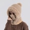 Winter Velvet Knitted Woolen Women Hooded Cap Ear Protection Fluffy Hat Lady Mask Neck Integrated W 5