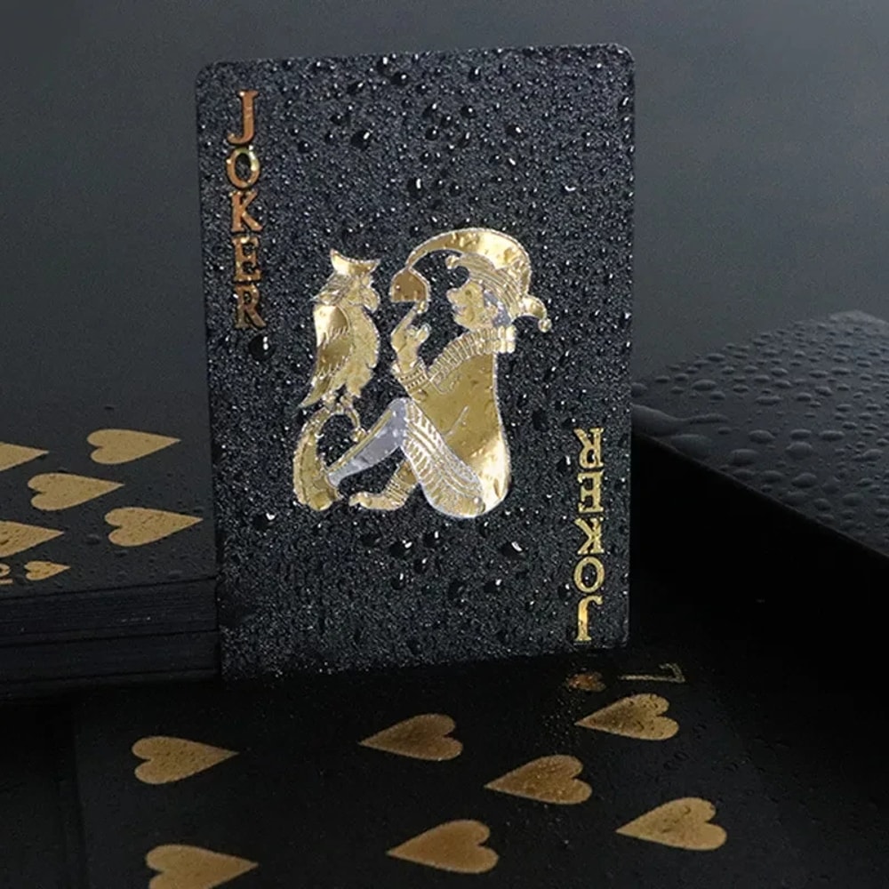 Waterproof Poker Suit Magic Dmagic Package, Black Golden Silver Skull Playing Card Game