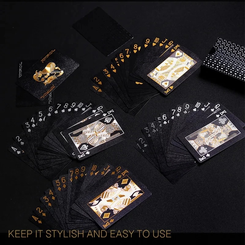 Waterproof Poker Suit Magic Dmagic Package, Black Golden Silver Skull Playing Card Game
