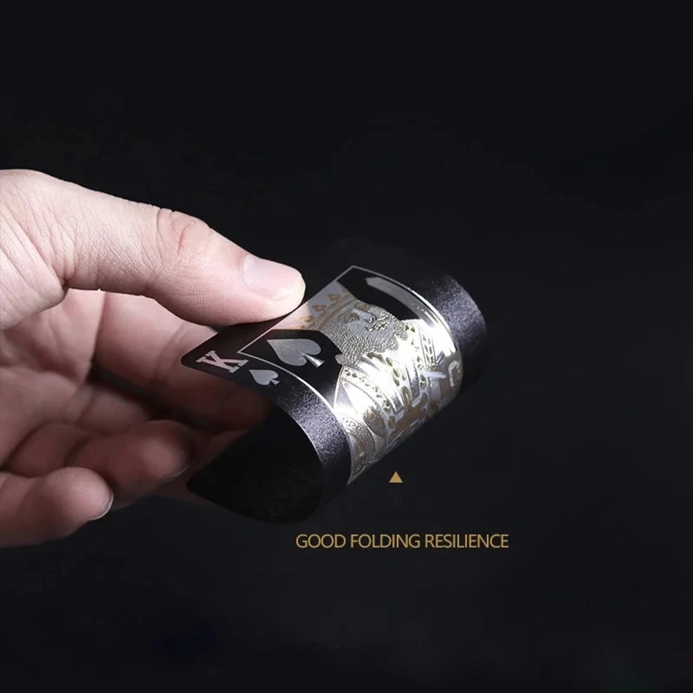 Waterproof Poker Suit Magic Dmagic Package, Black Golden Silver Skull Playing Card Game