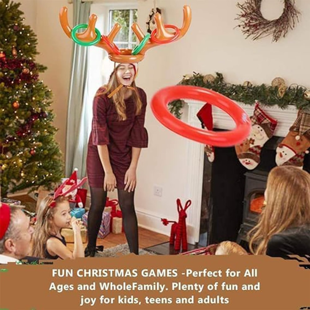 Inflatable Antler Hat Toss Game Toy for Kids and Adults Xmas Party