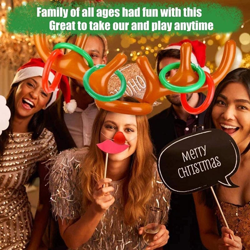 Inflatable Antler Hat Toss Game Toy for Kids and Adults Xmas Party