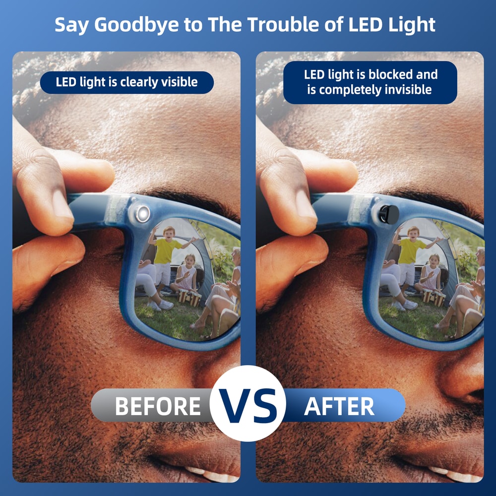 Adjustable LED Light Blocker For RayBan Meta Oakley Meta Smart Glasses Compatible With Wayfarer Sky 2