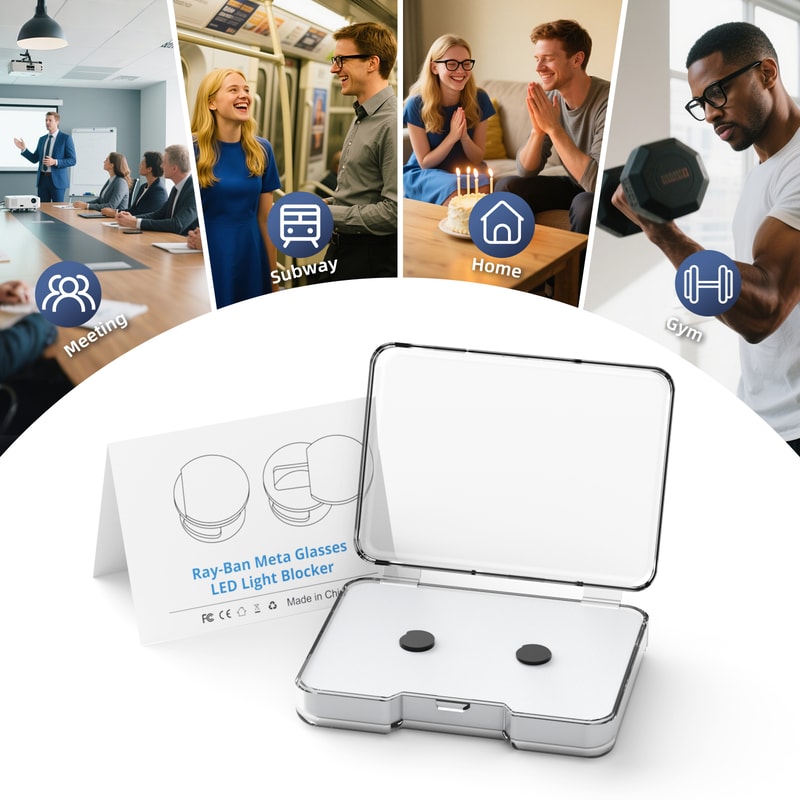 Adjustable LED Light Blocker For RayBan Meta Oakley Meta Smart Glasses Compatible With Wayfarer Sky 5