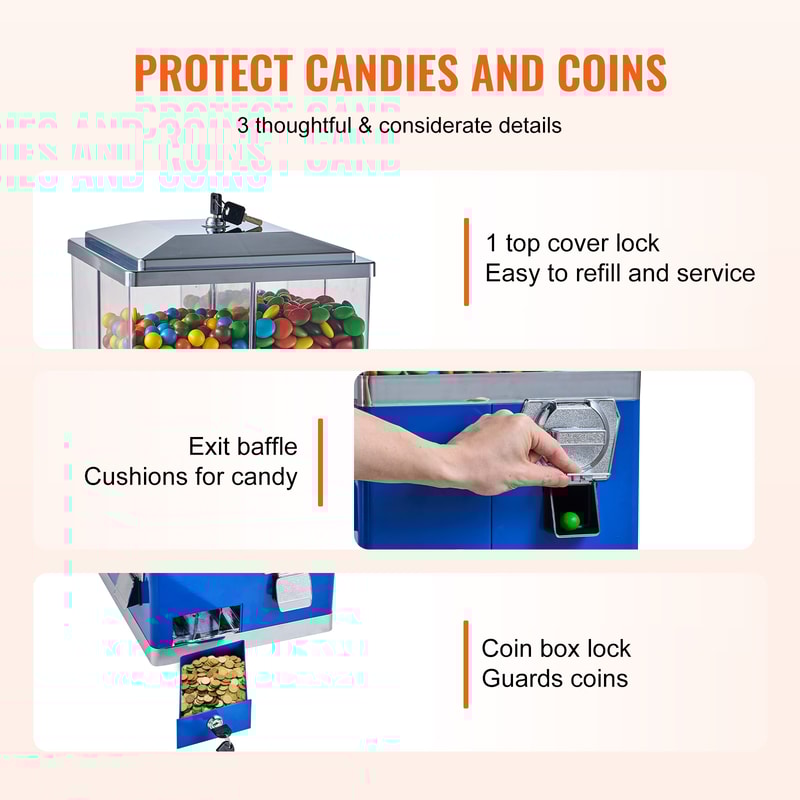 Rotatable Commercial Candy Vending Machine Stand Toy Capsules Bouncy Balls Nut Compartment 4
