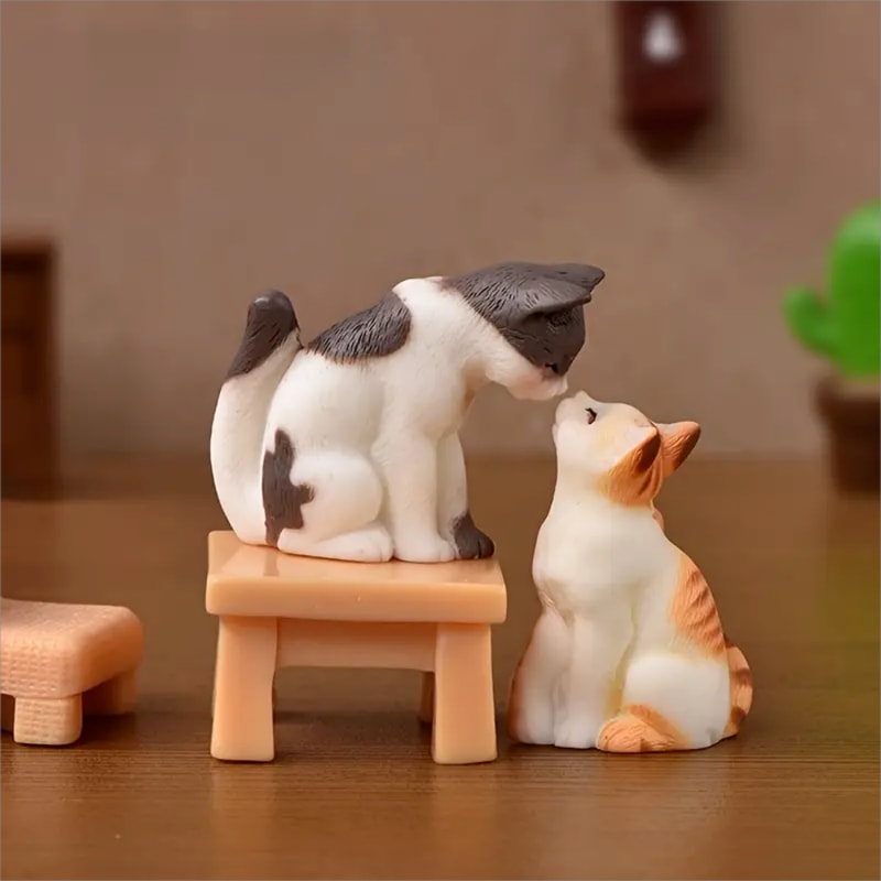 Resin Miniature Cat Figurines Vintage Fairy Garden Accessories Tabletop Craft Decor 1