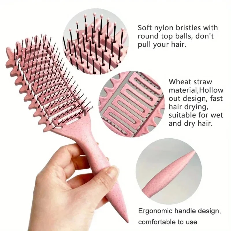 Hollow Out Detangling Hair Brush Curl Define Styling Brush Shaping Curls Barber Hairdressing Tools 4