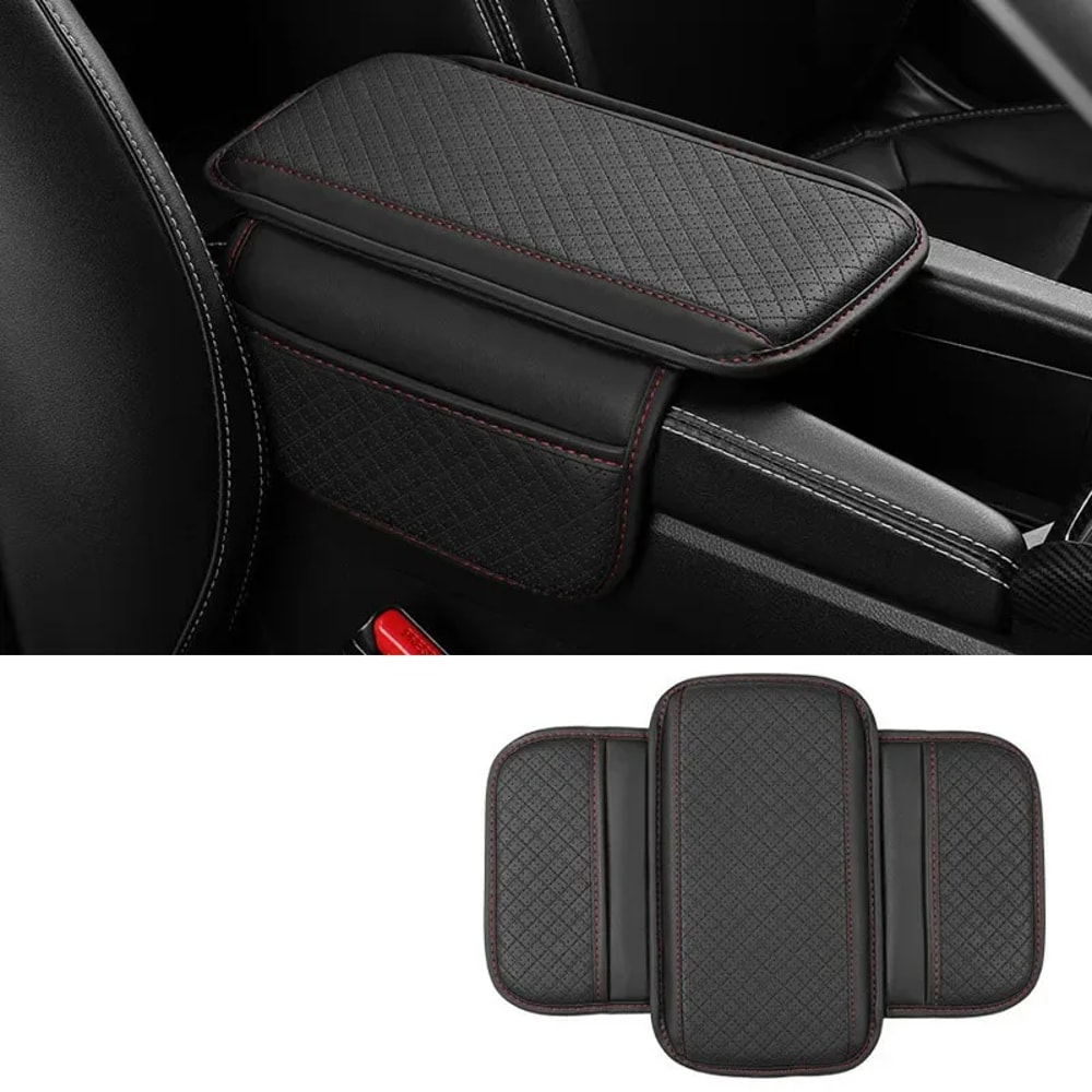 Breathable Center Console Box Cover, Universal Car Arm Rest Cushion PU Leather, Anti Scratch Armrest Box Protector
