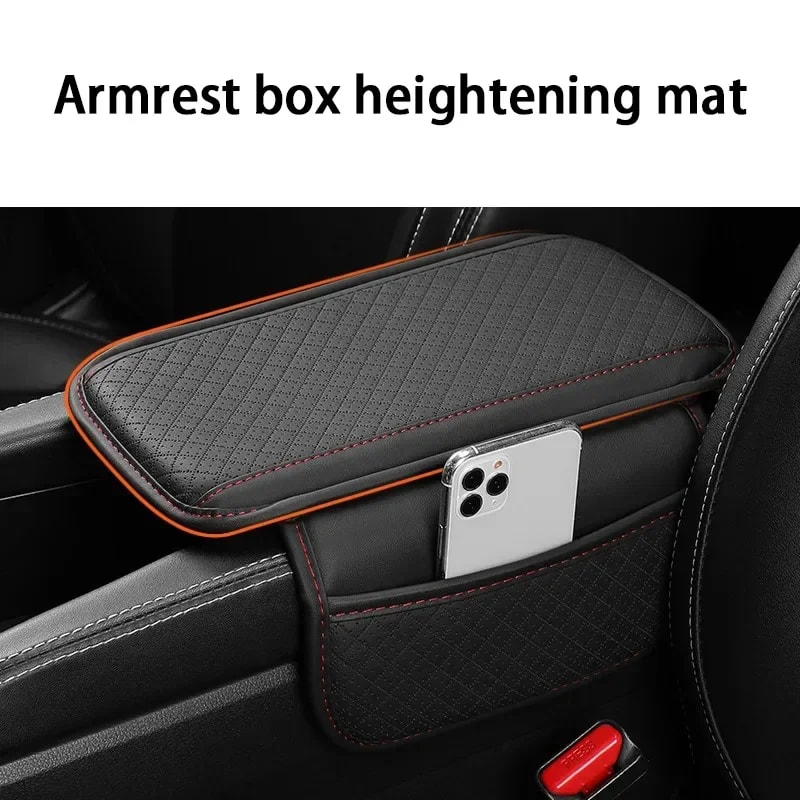 Breathable Center Console Box Cover, Universal Car Arm Rest Cushion PU Leather, Anti Scratch Armrest Box Protector