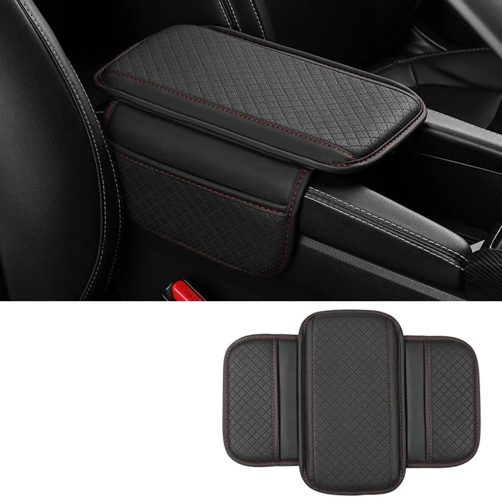 Breathable Center Console Box Cover, Universal Car Arm Rest Cushion PU Leather, Anti Scratch Armrest Box Protector