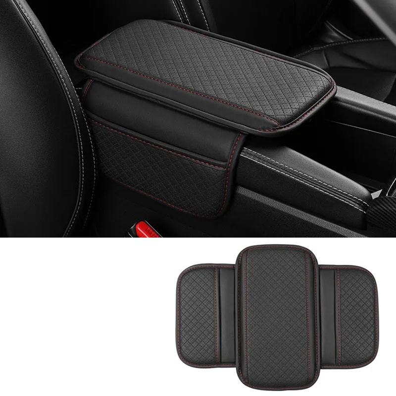 Breathable Center Console Box Cover, Universal Car Arm Rest Cushion PU Leather, Anti Scratch Armrest Box Protector