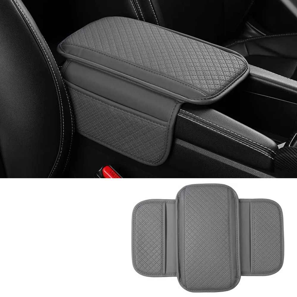 Breathable Center Console Box Cover, Universal Car Arm Rest Cushion PU Leather, Anti Scratch Armrest Box Protector