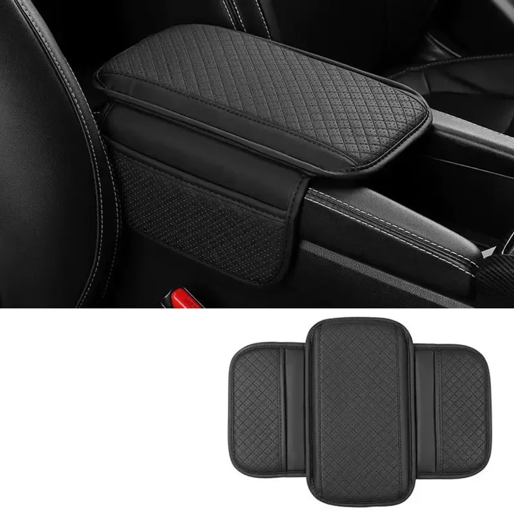 Breathable Center Console Box Cover, Universal Car Arm Rest Cushion PU Leather, Anti Scratch Armrest Box Protector