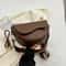 Small Saddle Women Vintage Solid Color Flap Underarm Bag Fashion PU Leather Wide Strap Crossbody 5