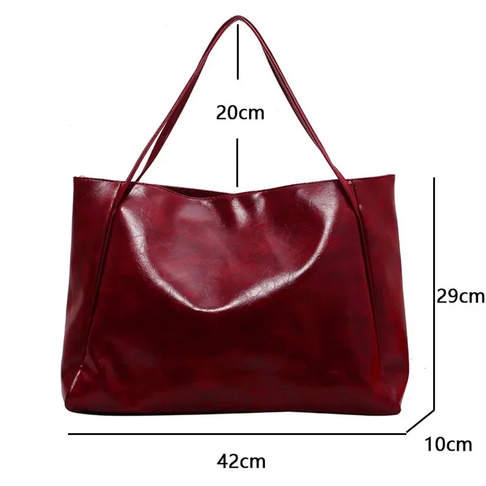 Large Capacity Women Tote Bag, Fashionable Underarm Pouch, Retro PU Leather Shoulder Bag, Casual Crossbody Bucket Bags