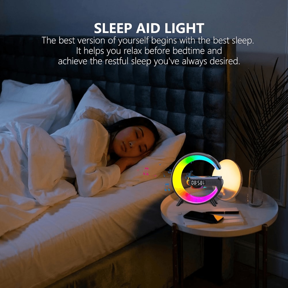 Smart WakeUp Light Alarm Clock With Speaker Wireless Charger Gentle Mornings Made Easy 6