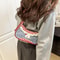Denim Blue Bow Plaid Shoulder Bag, Lace Ribbon Cloth Underarm Bags, Large Capacity All-match Sweet French Stick Handbag