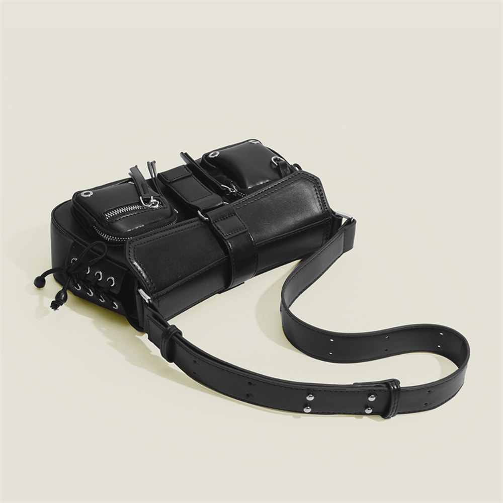 Cool Goth Punk Women's Shoulder Bags, PU Leather Handbags with Zipper, Fashion Tote Purse