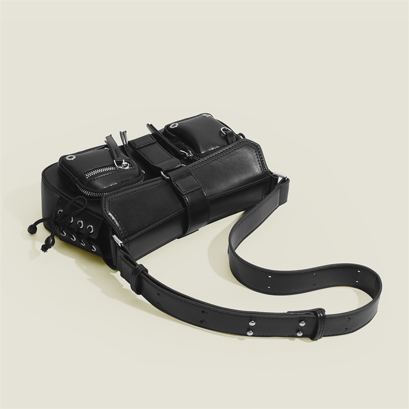 Cool Goth Punk Women's Shoulder Bags, PU Leather Handbags with Zipper, Fashion Tote Purse