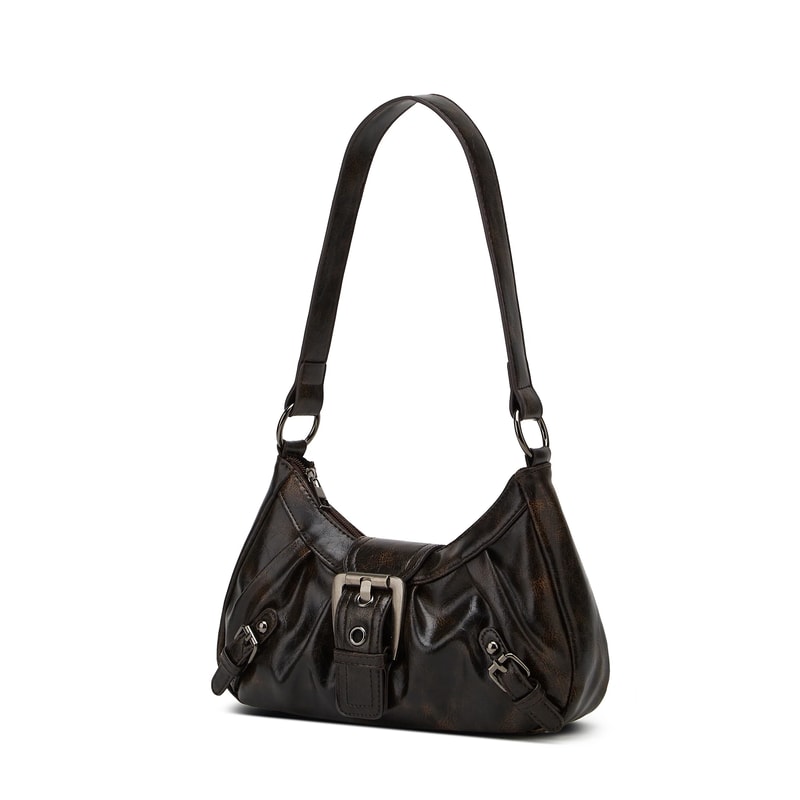 Fashionable Ladies Cool Leather Shoulder Bag Maillard Pleated Rivet Armpit Bag Retro Style Shoulder 6