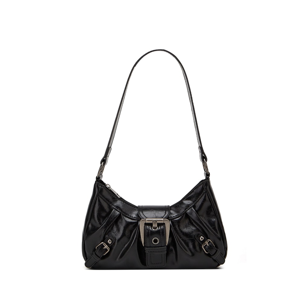 Fashionable Ladies Cool Leather Shoulder Bag Maillard Pleated Rivet Armpit Bag Retro Style Shoulder 5