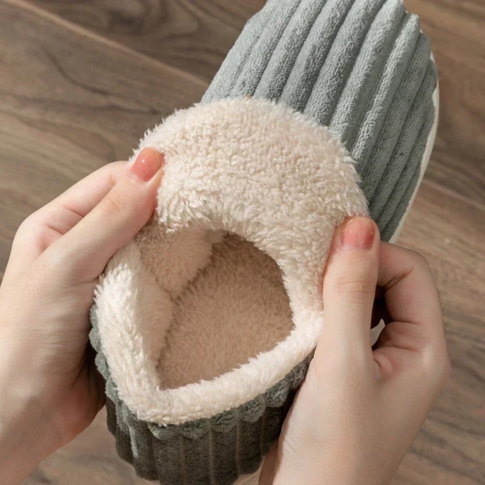 Winter Plush Slippers For Women Men NonSlip Solid Color Wrap Heels Flip Flops Casual Cotton Home Sh 5