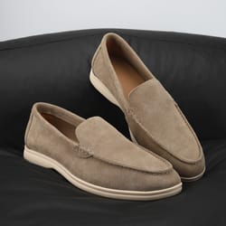 classic round toe soft leather loafers, men's suede leather comfort loafers, flat casual shoes