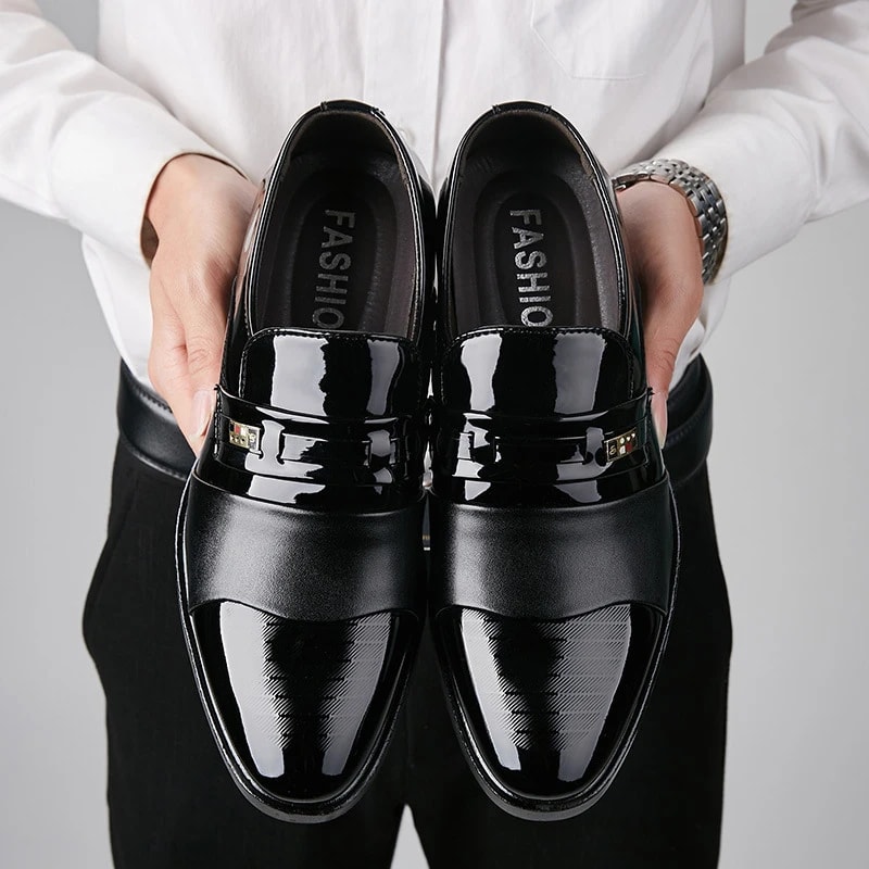 Classic Mens Pointy Dress Shoes Luxury Leather Oxfords For Wedding Business Casual Shoes 0