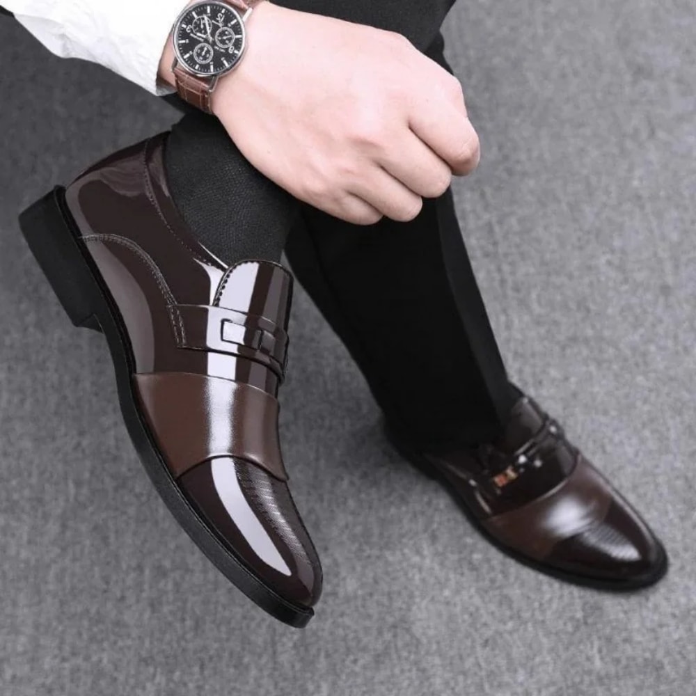 Classic Mens Pointy Dress Shoes Luxury Leather Oxfords For Wedding Business Casual Shoes 2