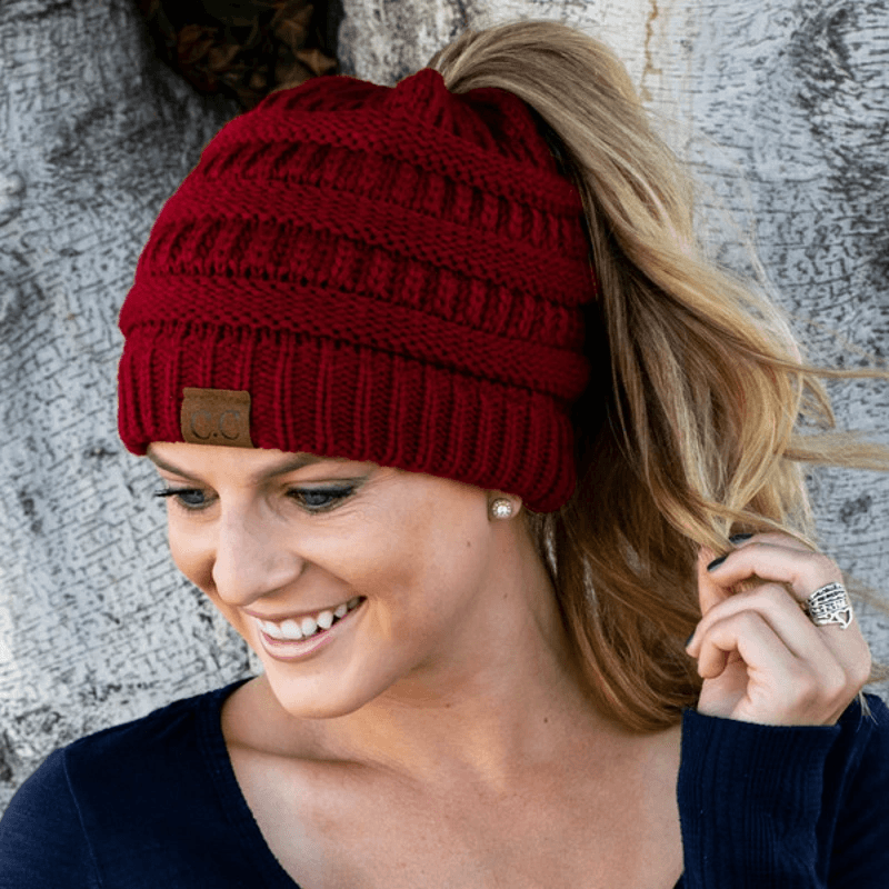 ponytail opening design on hairstyle friendly winter beanie