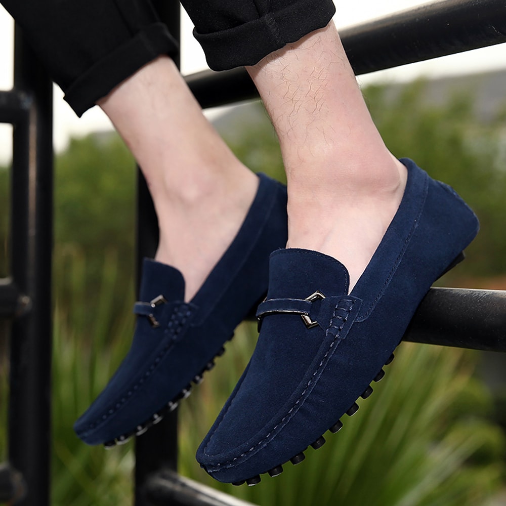 High Quality Suede Slip On Men Loafers Genuine Leather Casual Shoes Soft Non Slip Driving Flats 1